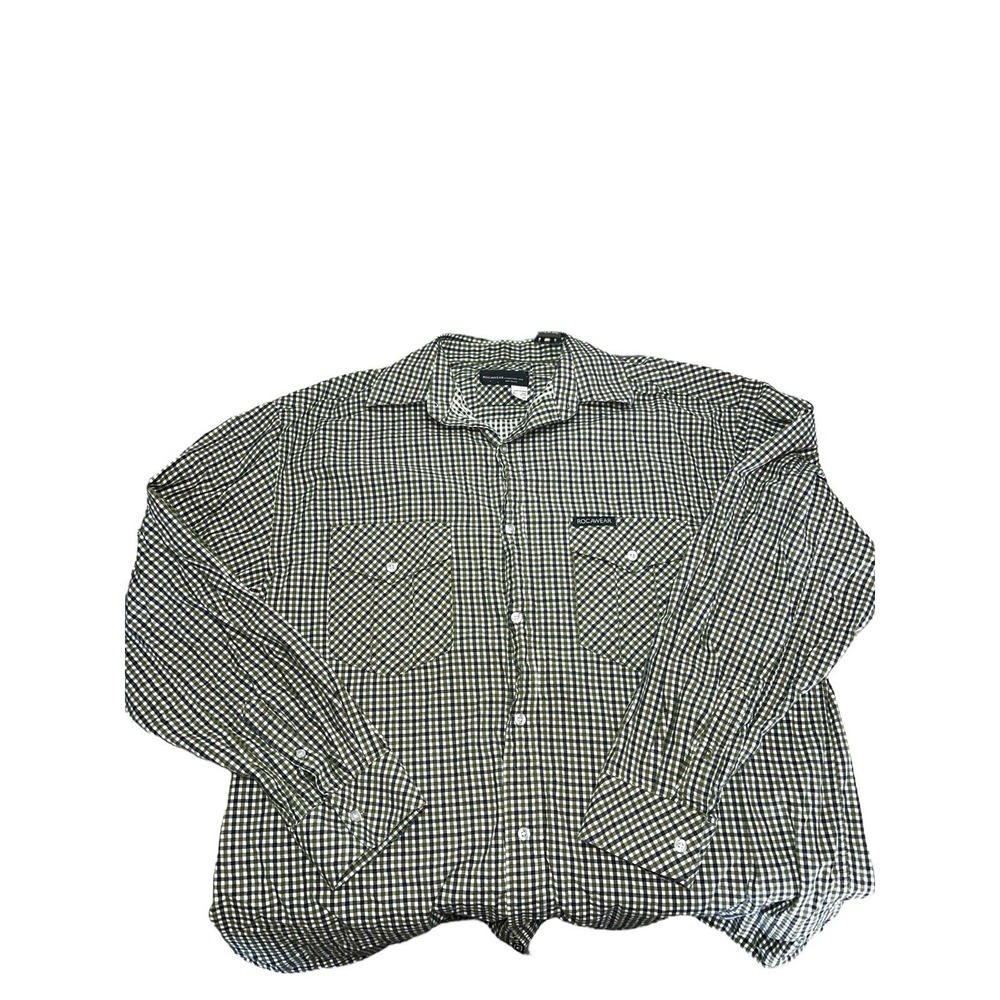 Rocawear Men's Checkered Shirt Long Sleeve Button Down‎ Mens Size 3XL Green